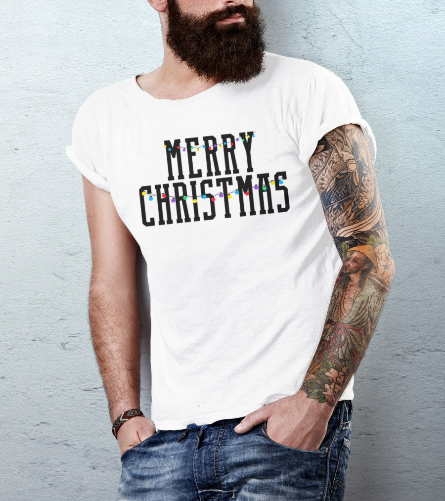 Merry Christmas Lights Festive Holiday Decor T-Shirt