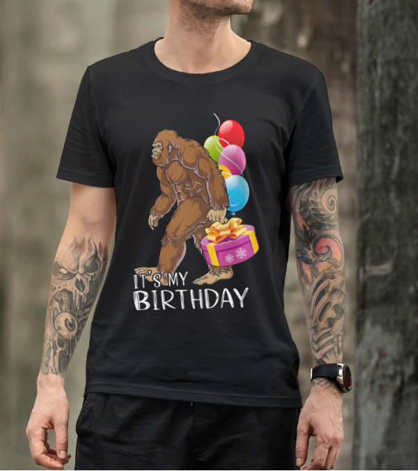 It's My Birthday Bigfoot Balloons And Cake T-Shirt