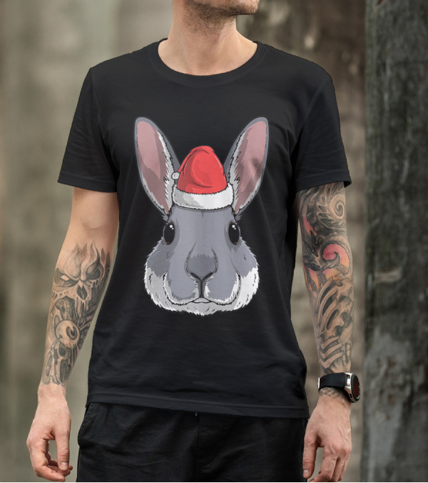 Bunny Rabbit Santa Claus Hat Christmas Xmas Festive Holiday Rabbit T-Shirt