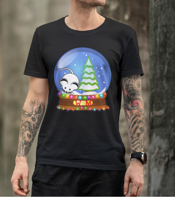 Christmas Snow Globe Santa White Mouse WM Tree T-Shirt