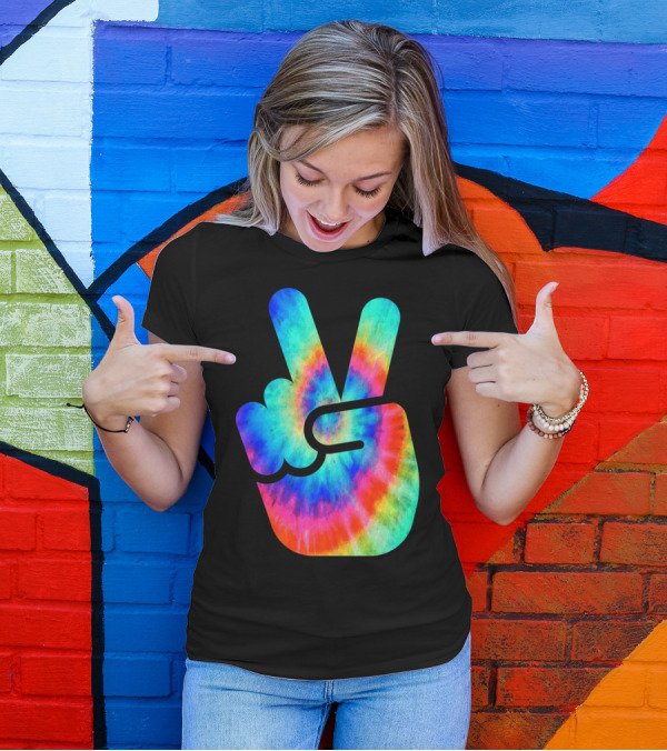 Cool Tie Dye Peace Hand T-Shirt