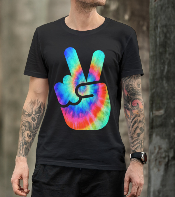 Cool Tie Dye Peace Hand T-Shirt