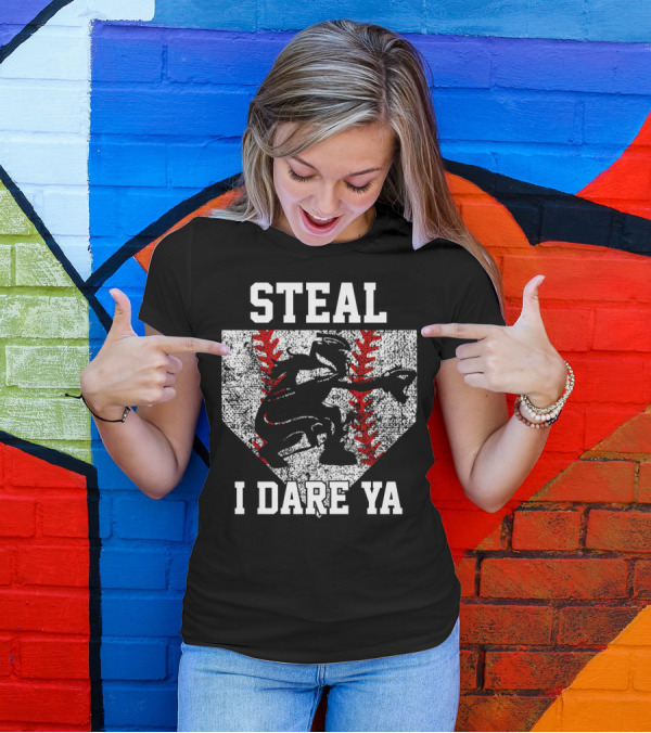 Steal I Dare Ya Girls Softball Catcher T-Shirt