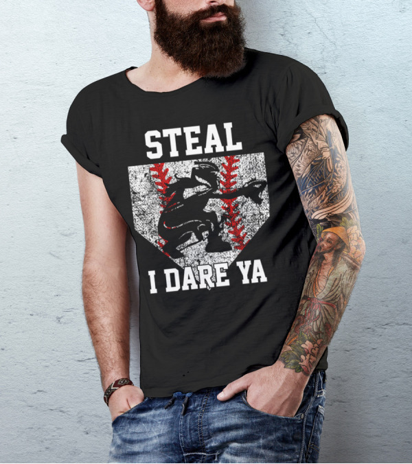Steal I Dare Ya Girls Softball Catcher T-Shirt