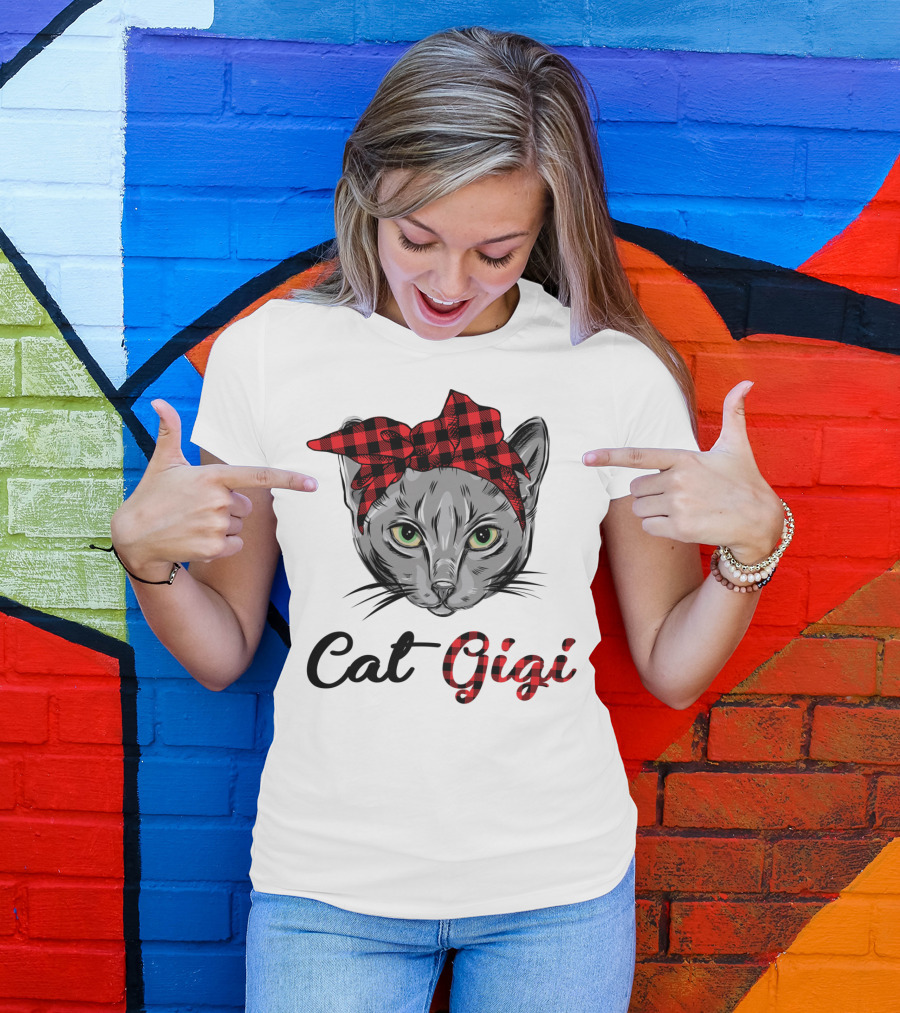 Cat Gigi Buffalo Plaid Grandma Pet T-Shirt