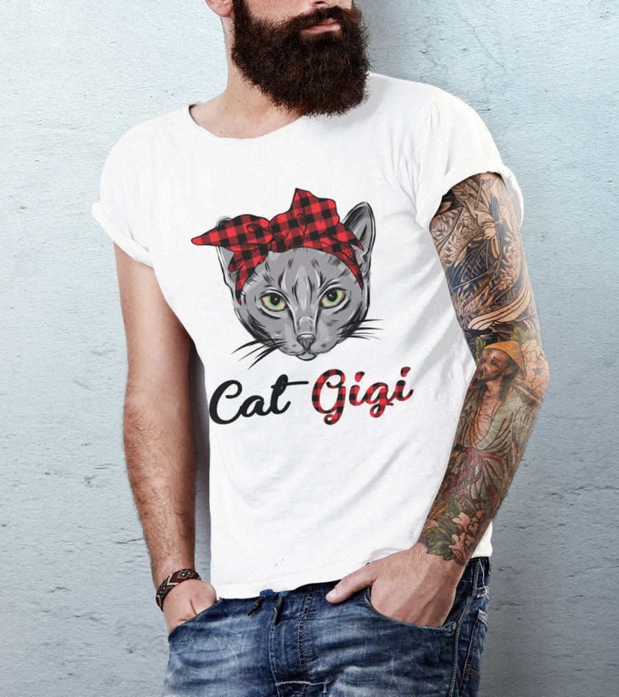 Cat Gigi Buffalo Plaid Grandma Pet T-Shirt