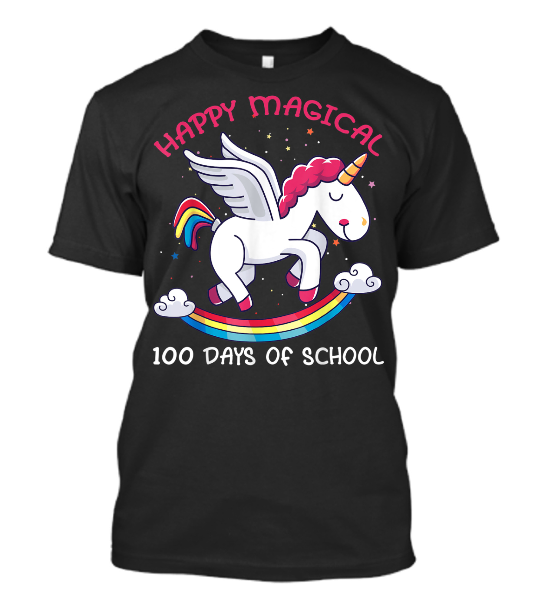 Happy Magical Unicorn Celebrating 100 Days Of School Fantasy 100th Milestone T-Shirt