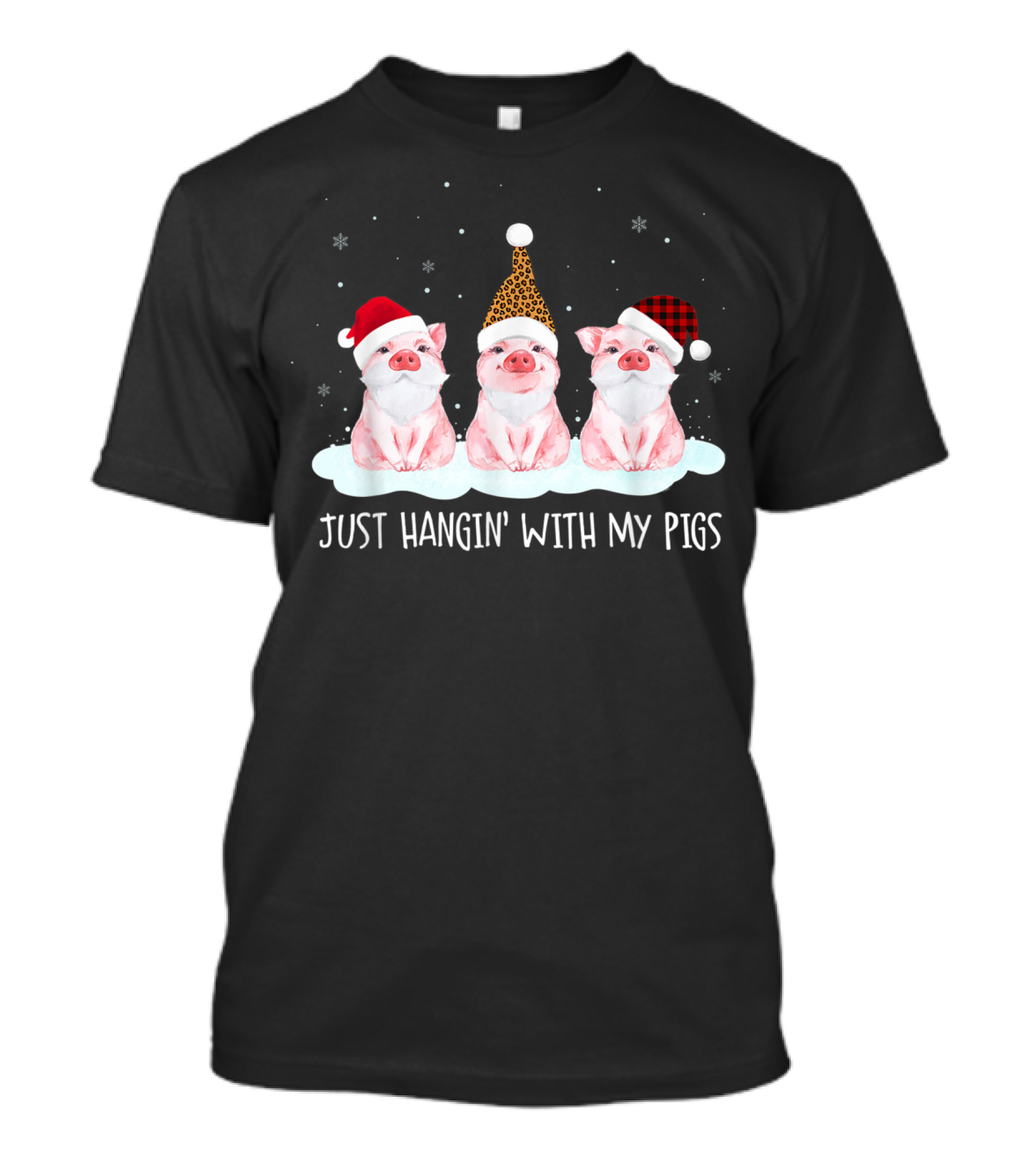 Just Hangin' With My Pigs Santa Hat Festive Cute Pigs T-Shirt
