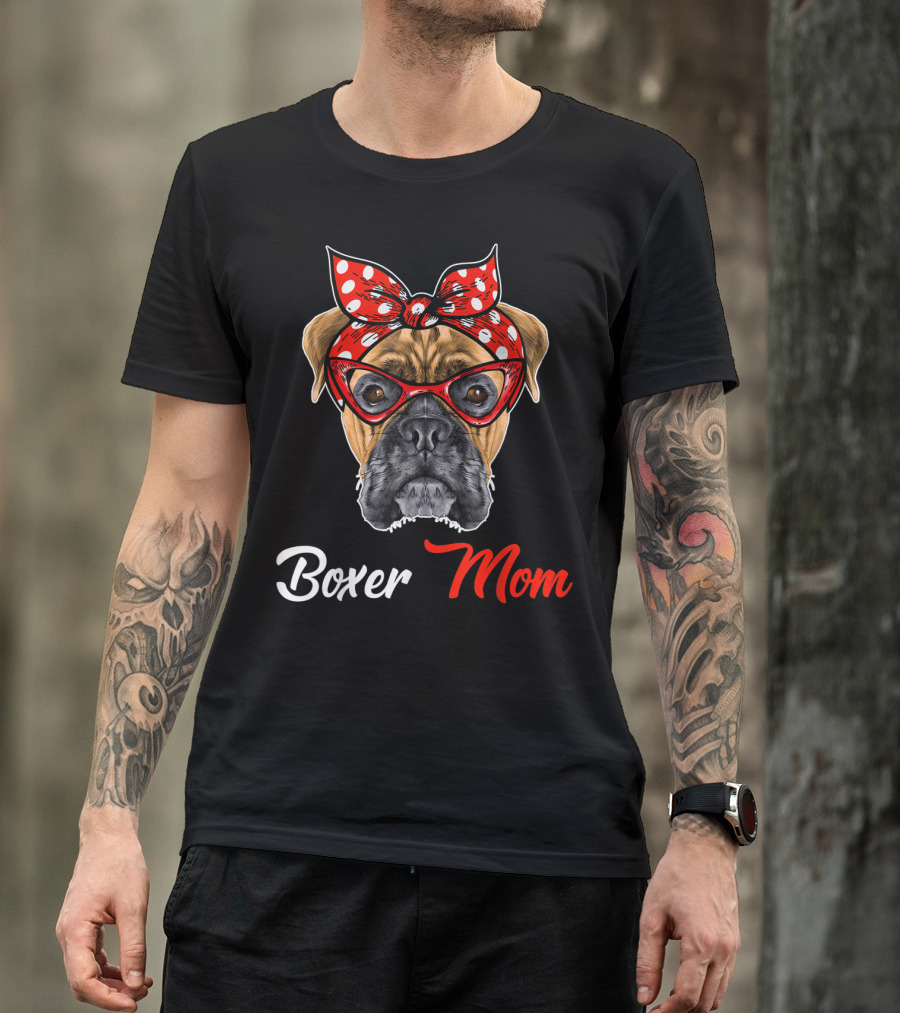 Boxer Mom Bandana Glasses T-Shirt
