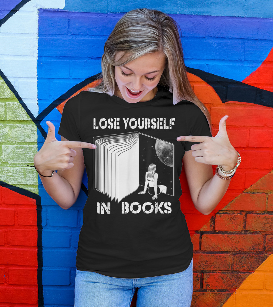 Lose Yourself In Books Reading Galaxy Escape Moon T-Shirt