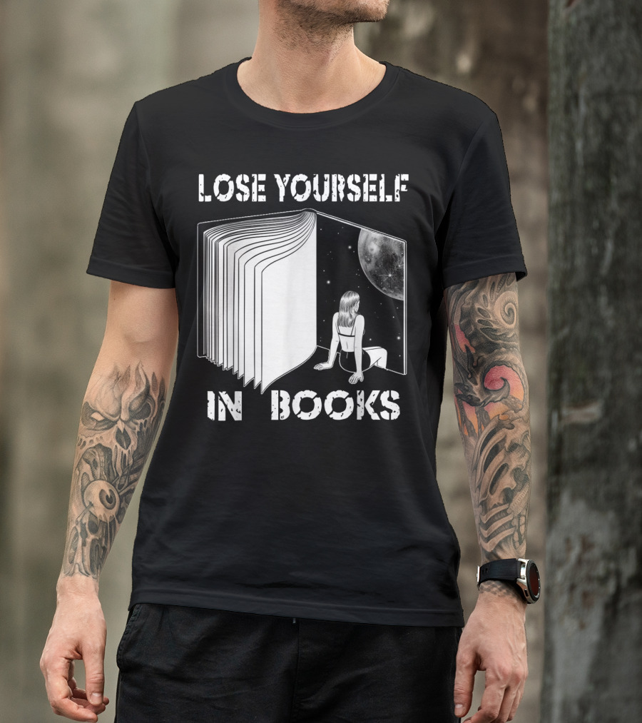 Lose Yourself In Books Reading Galaxy Escape Moon T-Shirt