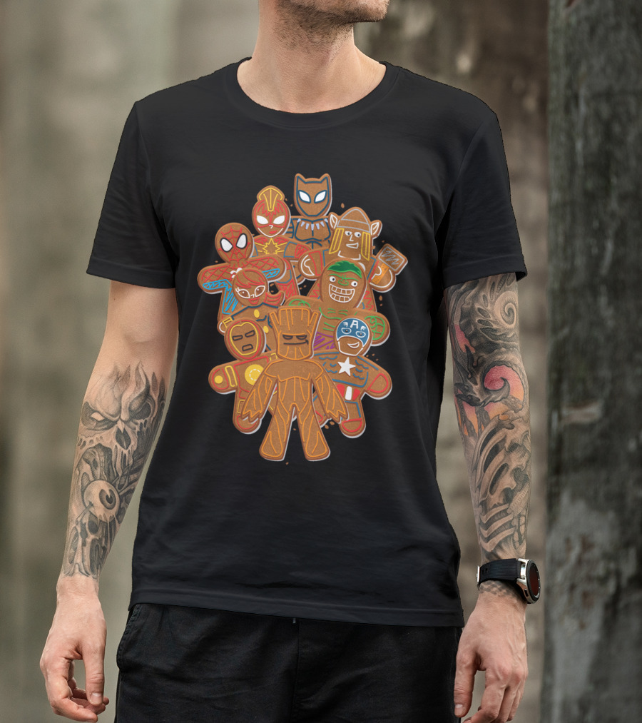 Marvel Avengers Superhero Gingerbread Cookie Cluster T-Shirt