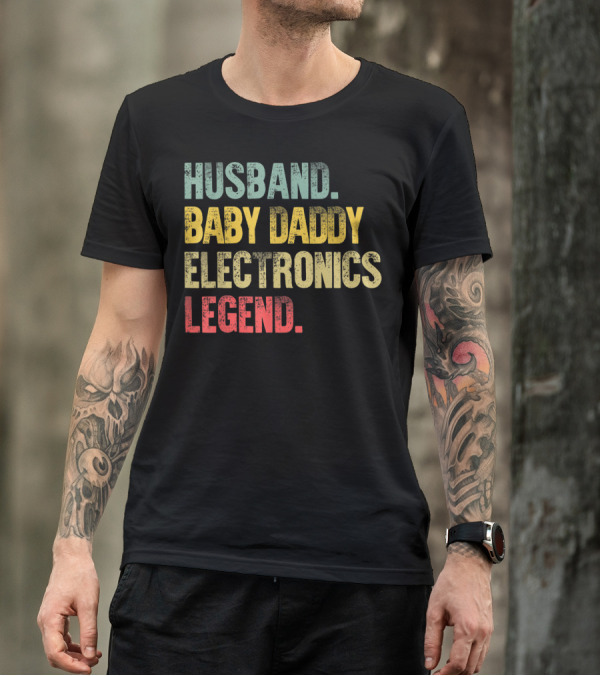 Husband Baby Daddy Electronics Legend Mens Funny Vintage T-Shirt