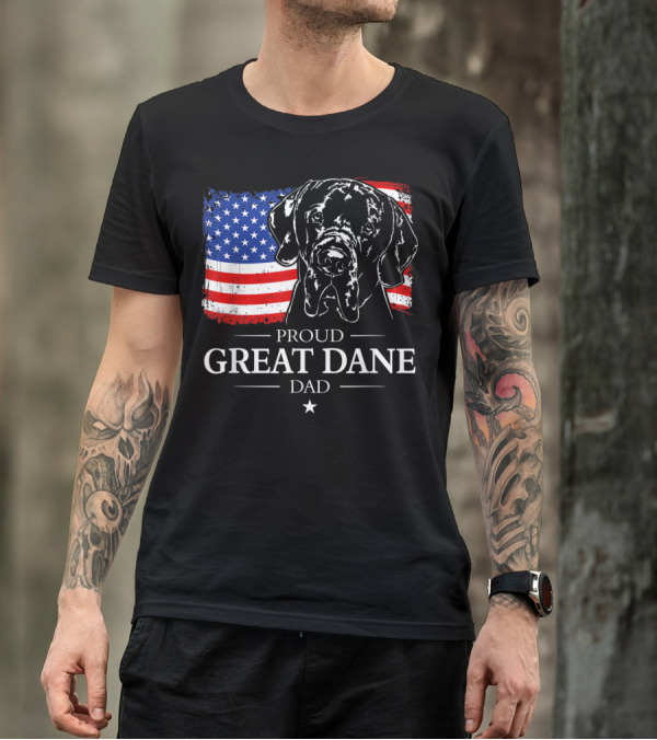 Proud Great Dane Dad With American Flag T-Shirt