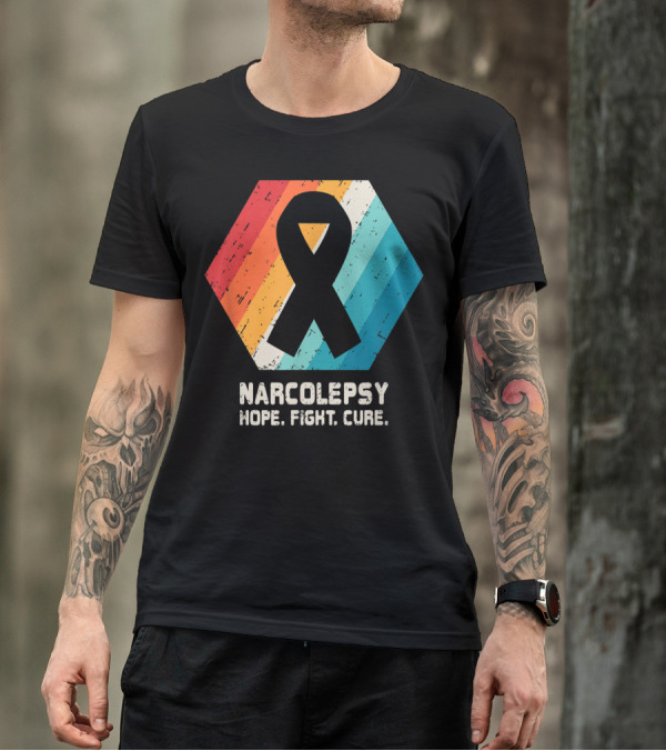Narcolepsy Hope Fight Cure Ribbon Retro Awareness T-Shirt