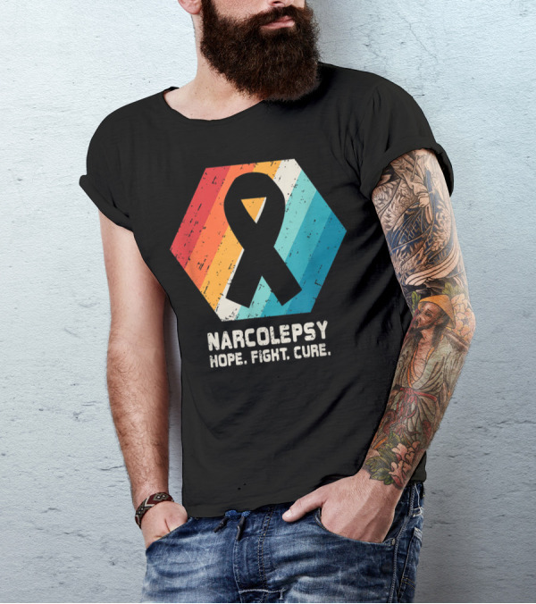 Narcolepsy Hope Fight Cure Ribbon Retro Awareness T-Shirt