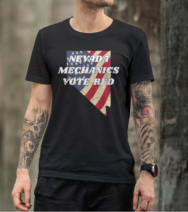 Nevada Mechanics Vote Red American Flag Shape T-Shirt