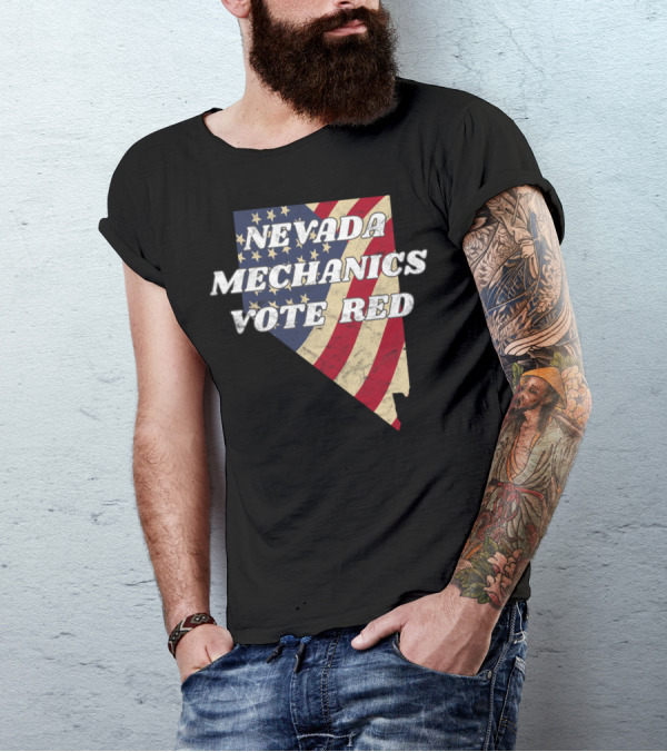 Nevada Mechanics Vote Red American Flag Shape T-Shirt