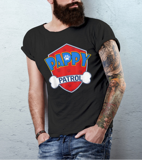 Pappy Patrol Paw Shield With Bone Badge T-Shirt