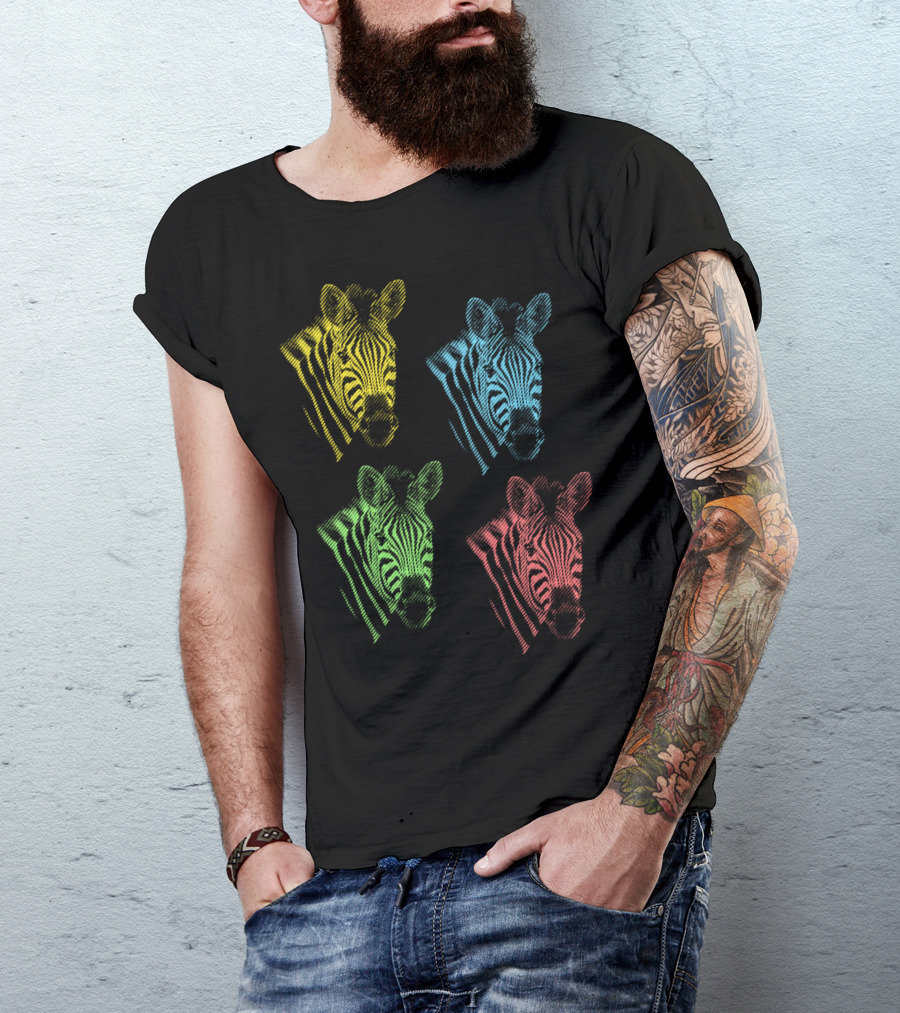 Four Colorful Zebra Pop Art Portraits T-Shirt