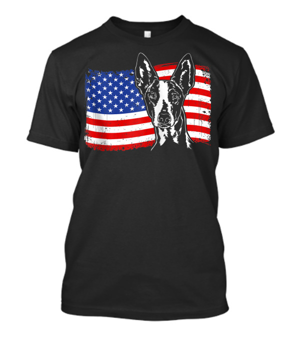 Ibizan Hound With American Flag Patriotic Dog T-Shirt