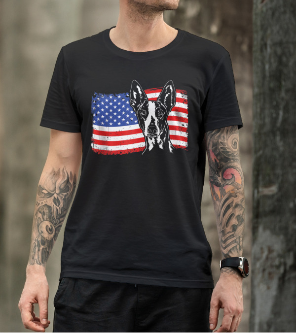 Ibizan Hound With American Flag Patriotic Dog T-Shirt