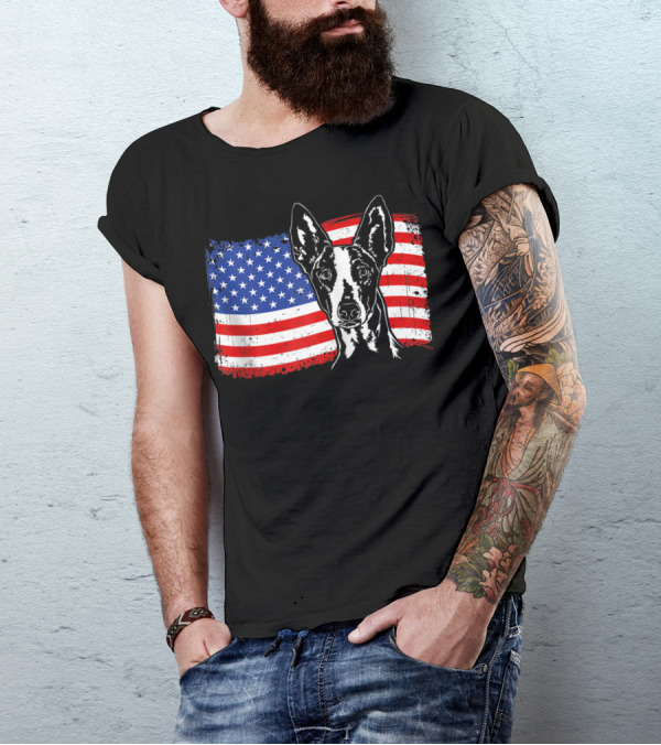 Ibizan Hound With American Flag Patriotic Dog T-Shirt