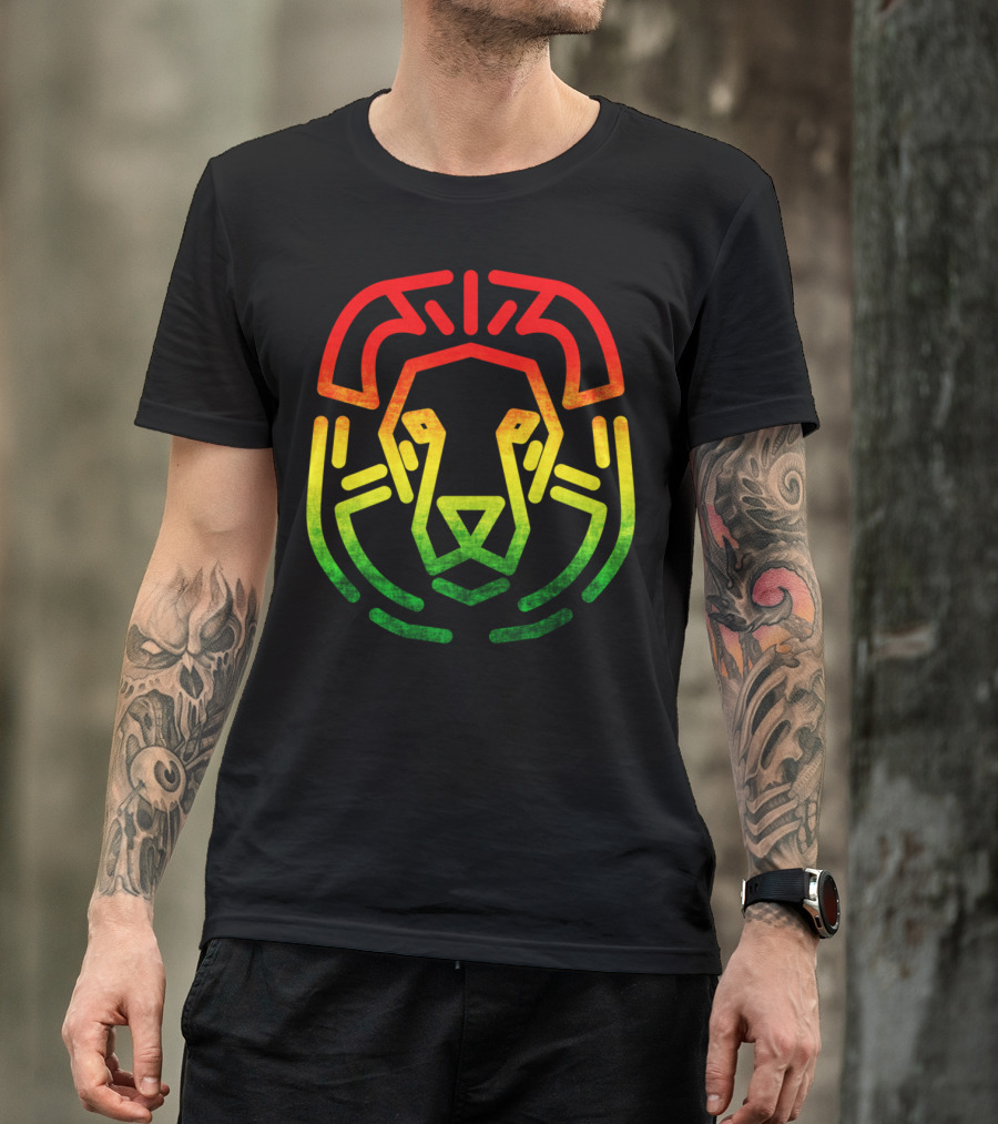 Rasta Flag Reggae Lion Jamaica Geometric T-Shirt