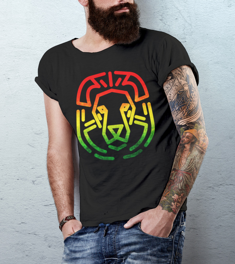 Rasta Flag Reggae Lion Jamaica Geometric T-Shirt