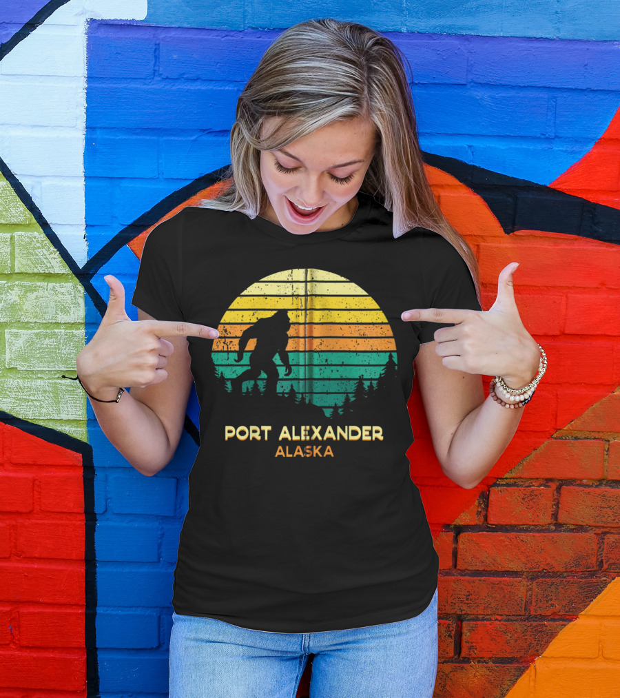 Port Alexander Alaska Bigfoot Retro Bayou T-Shirt
