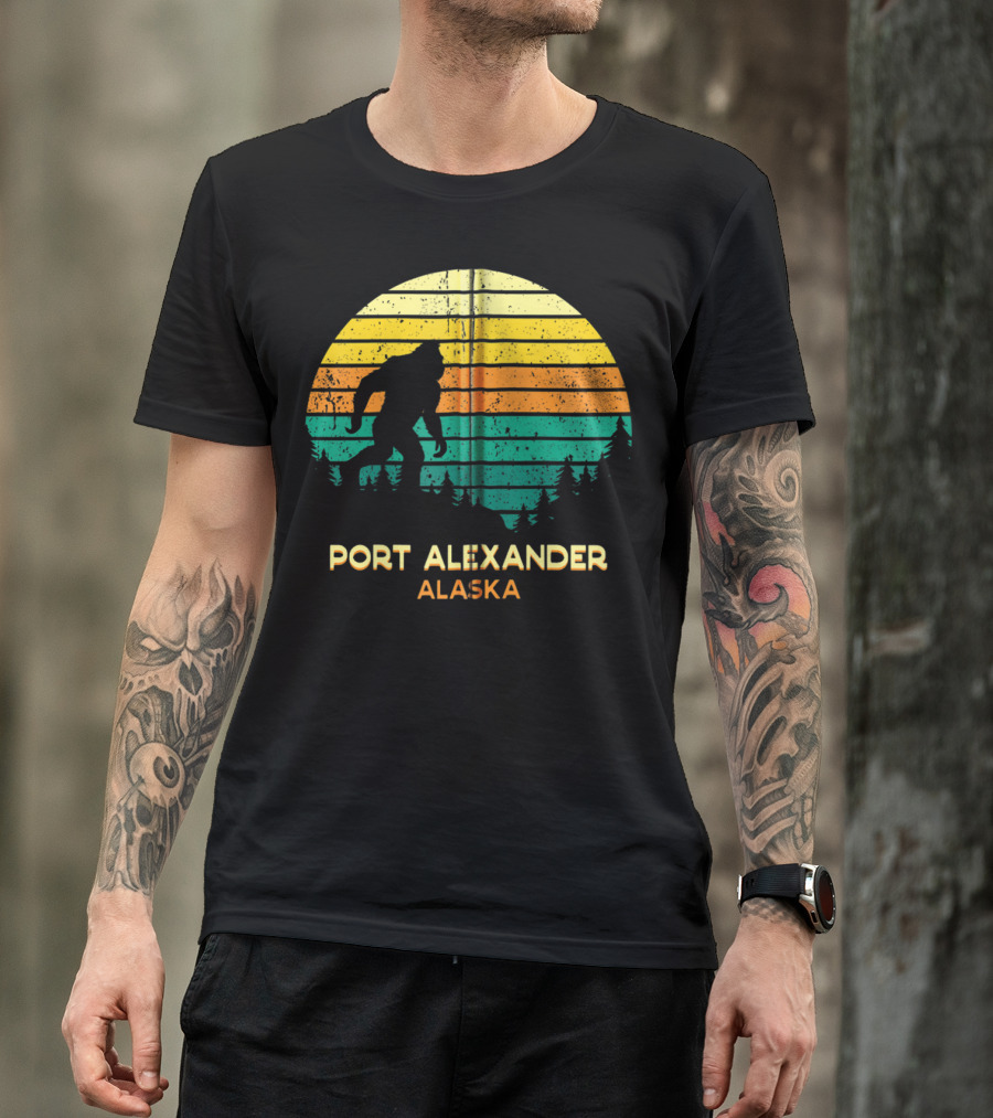 Port Alexander Alaska Bigfoot Retro Bayou T-Shirt