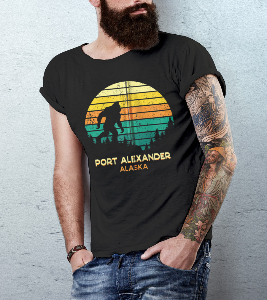 Port Alexander Alaska Bigfoot Retro Bayou T-Shirt