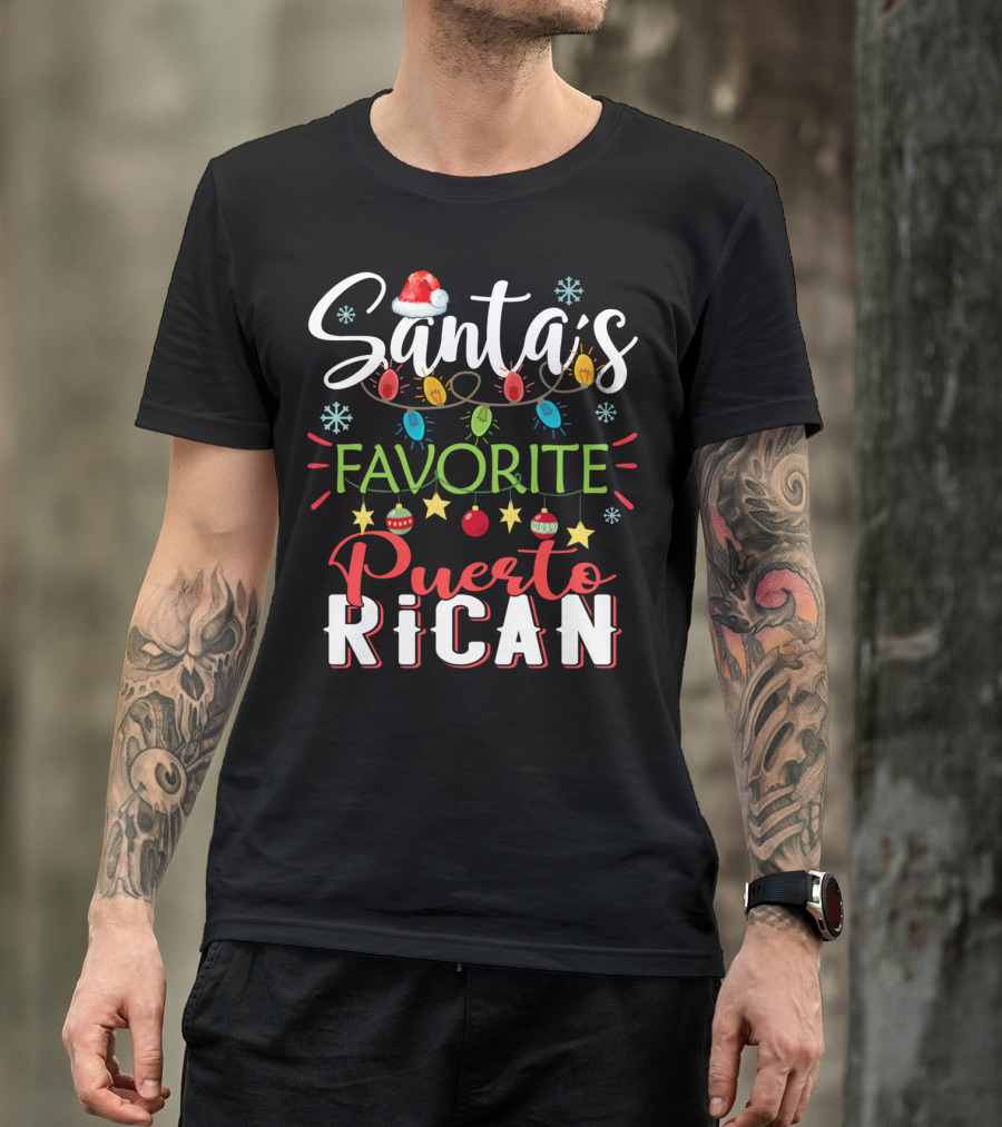 Santa's Favorite Puerto Rican Christmas Lights Festive T-Shirt