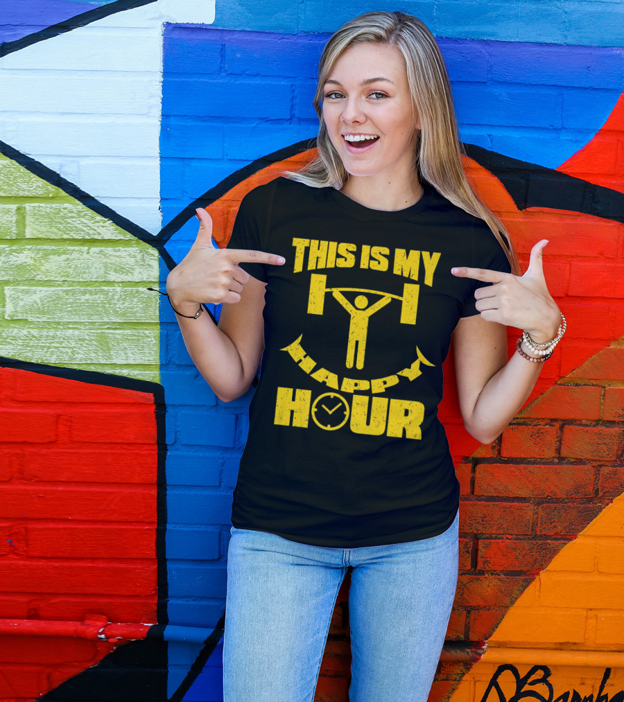 This Is My Happy Hour Weightlifting Workout Clock T-Shirt