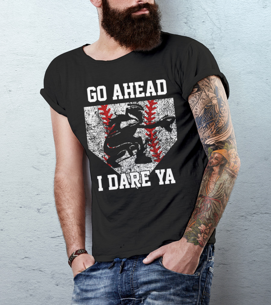 Go Ahead I Dare Ya Softball Catcher Home Plate T-Shirt