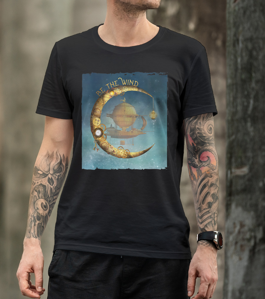 Be The Wind Fantasy Airship Steampunk Moon Gears T-Shirt