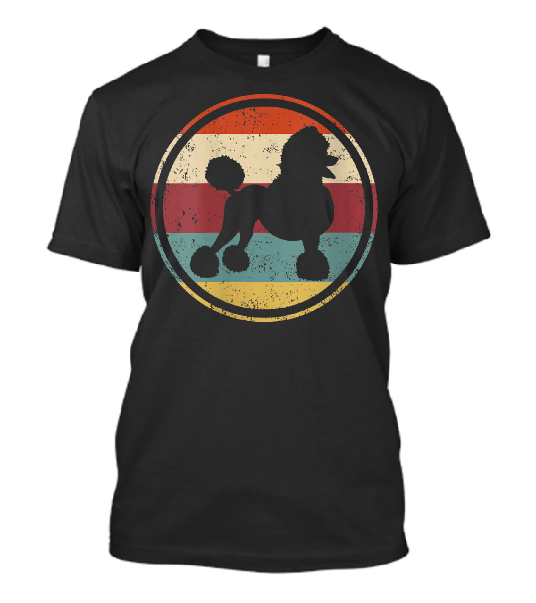 Poodle Lovers Vintage Retro Striped Circle Dog Poodle T-Shirt