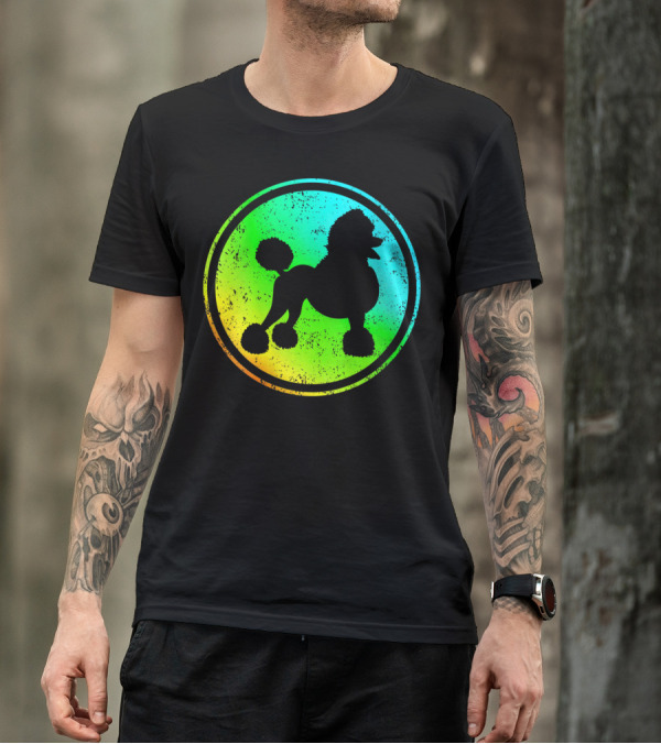 Poodle Watercolor Poodle Dog Silhouette Circle T-Shirt