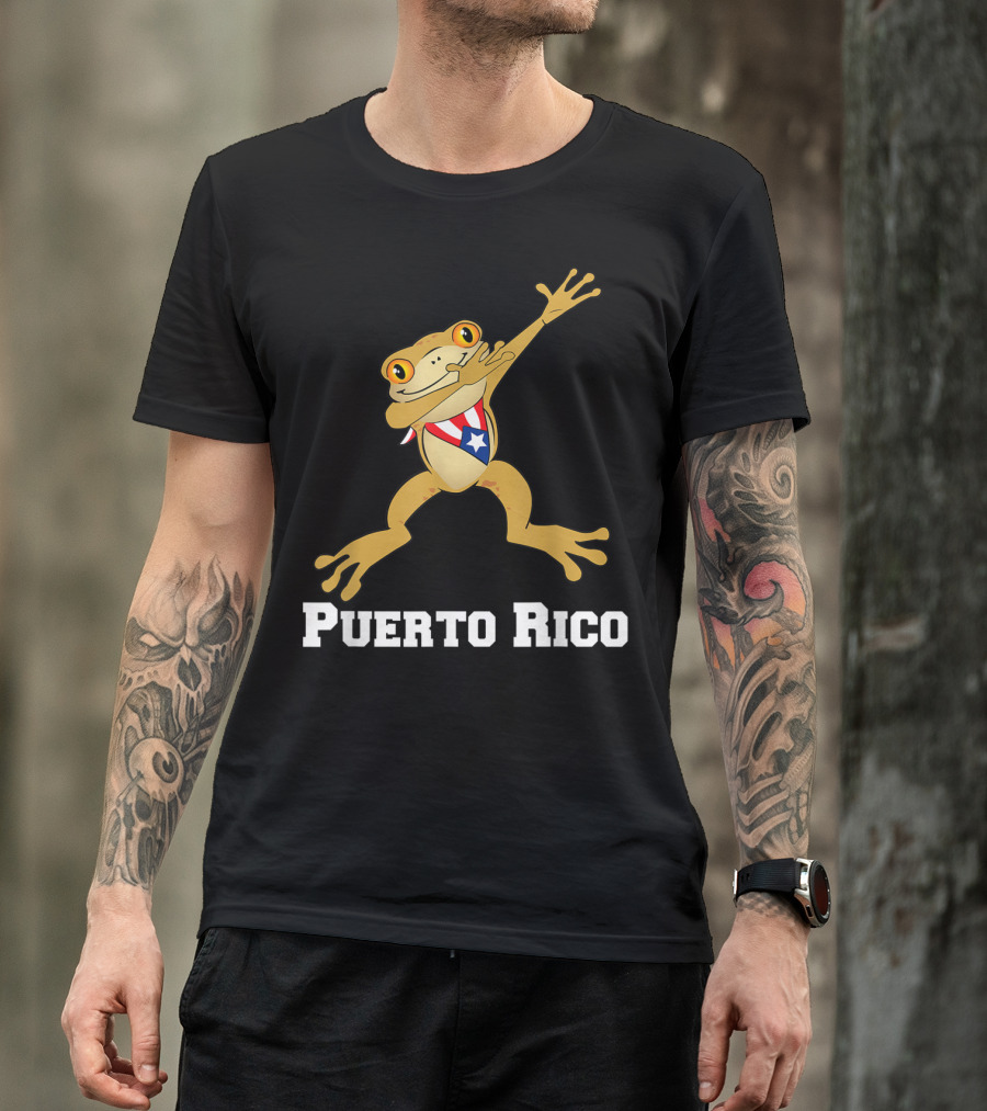 Dabbing Coqui Frog Puerto Rico Flag T-Shirt
