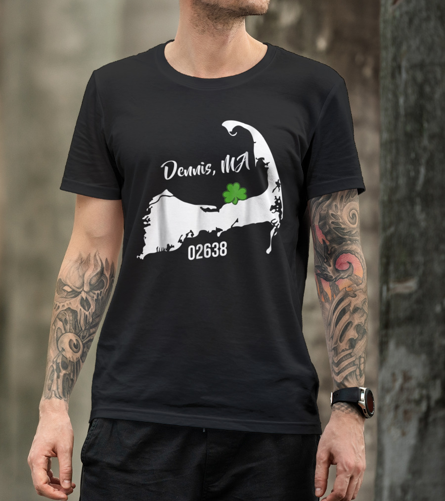 Dennis MA 02638 Cape Cod Shamrock Summer Map T-Shirt