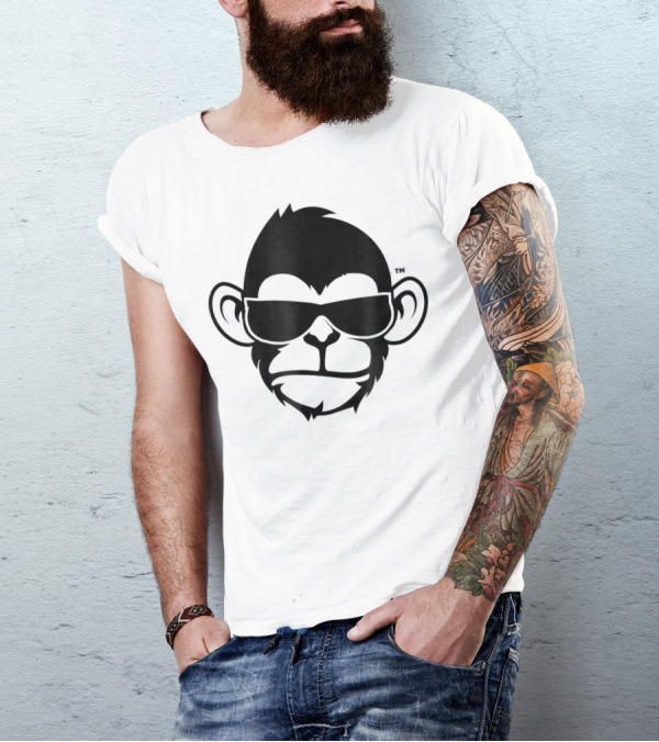 Fuzewear Monkey Face Sunglasses Cool Black T-Shirt