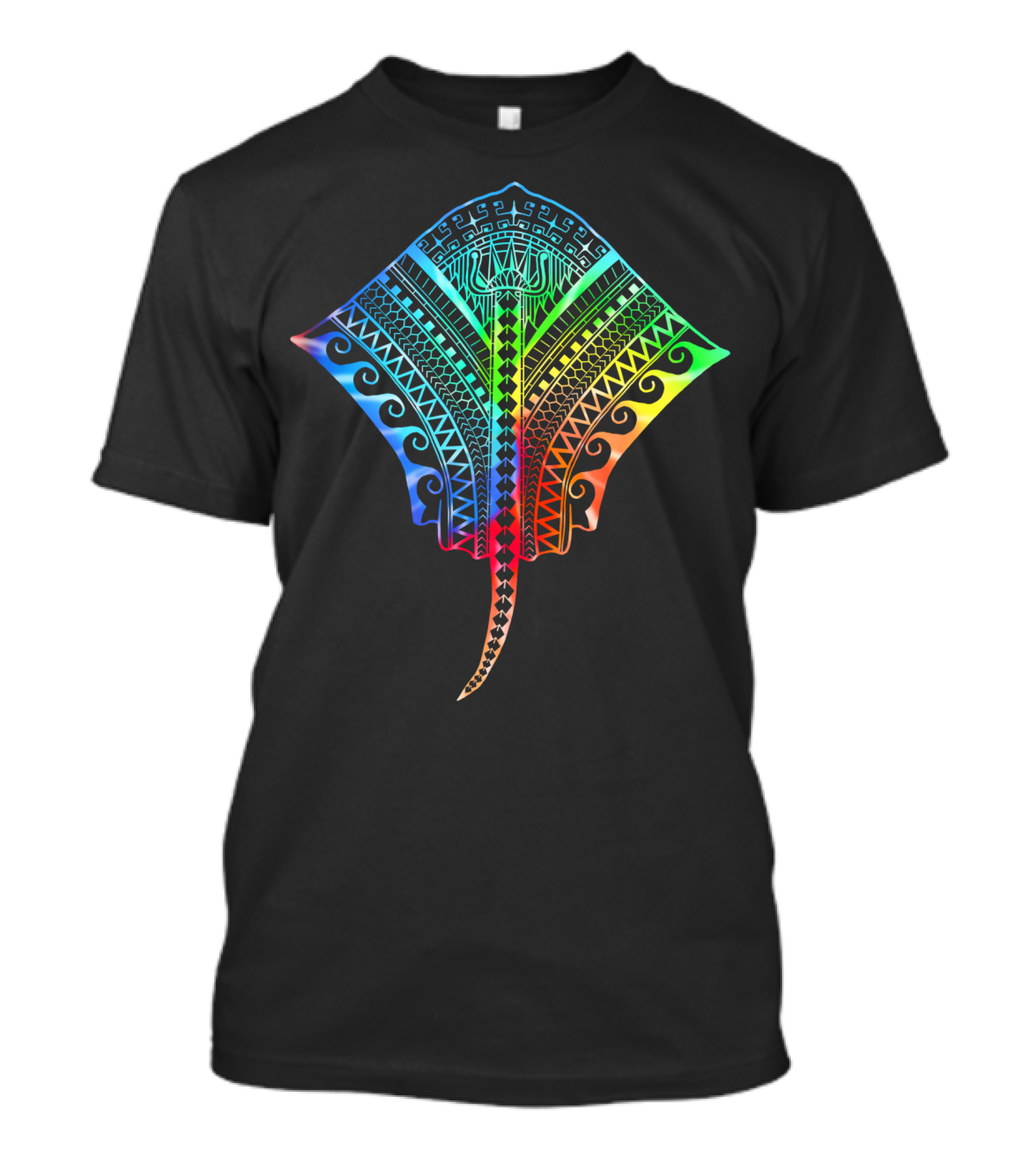 Hawaiian Tribal Tropical Stingray Pattern Beach T-Shirt