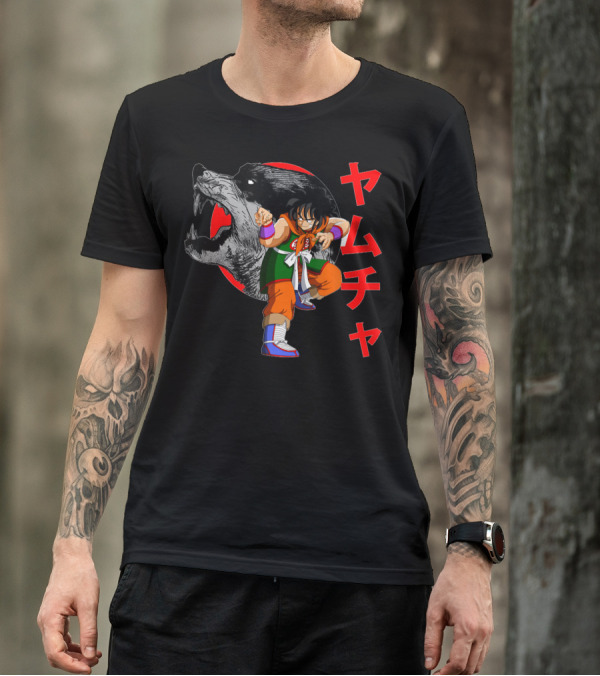 Yamcha Wolf Fang Fist Martial Arts Dragon Ball Z Japan Kanji T-Shirt