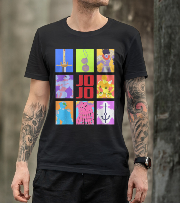 JOJO's Bizarre Adventure Iconic Character And Stand Panels Collection T-Shirt