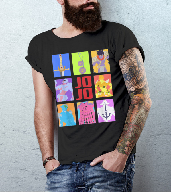 JOJO's Bizarre Adventure Iconic Character And Stand Panels Collection T-Shirt