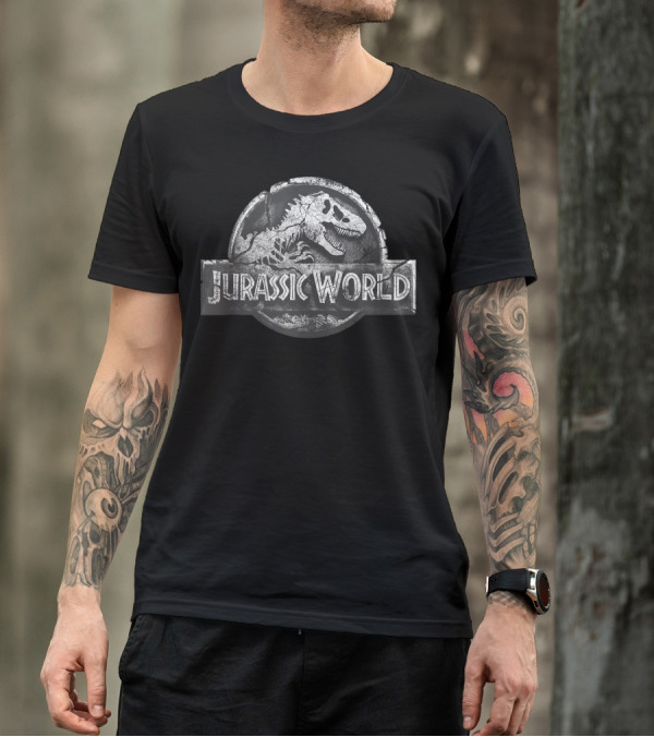 Jurassic World Stone Cracked Logo Dinosaur Fossil T-Shirt