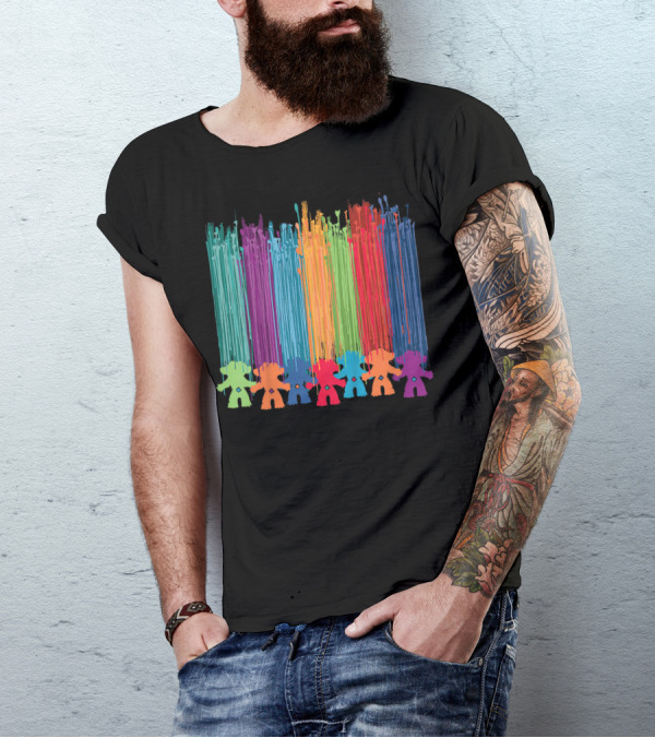 Kids Classic Trolls Rainbow Hair Paint Streaks T-Shirt