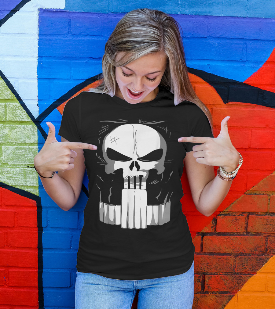 Marvel Punisher Skull With Bullet Teeth T-Shirt