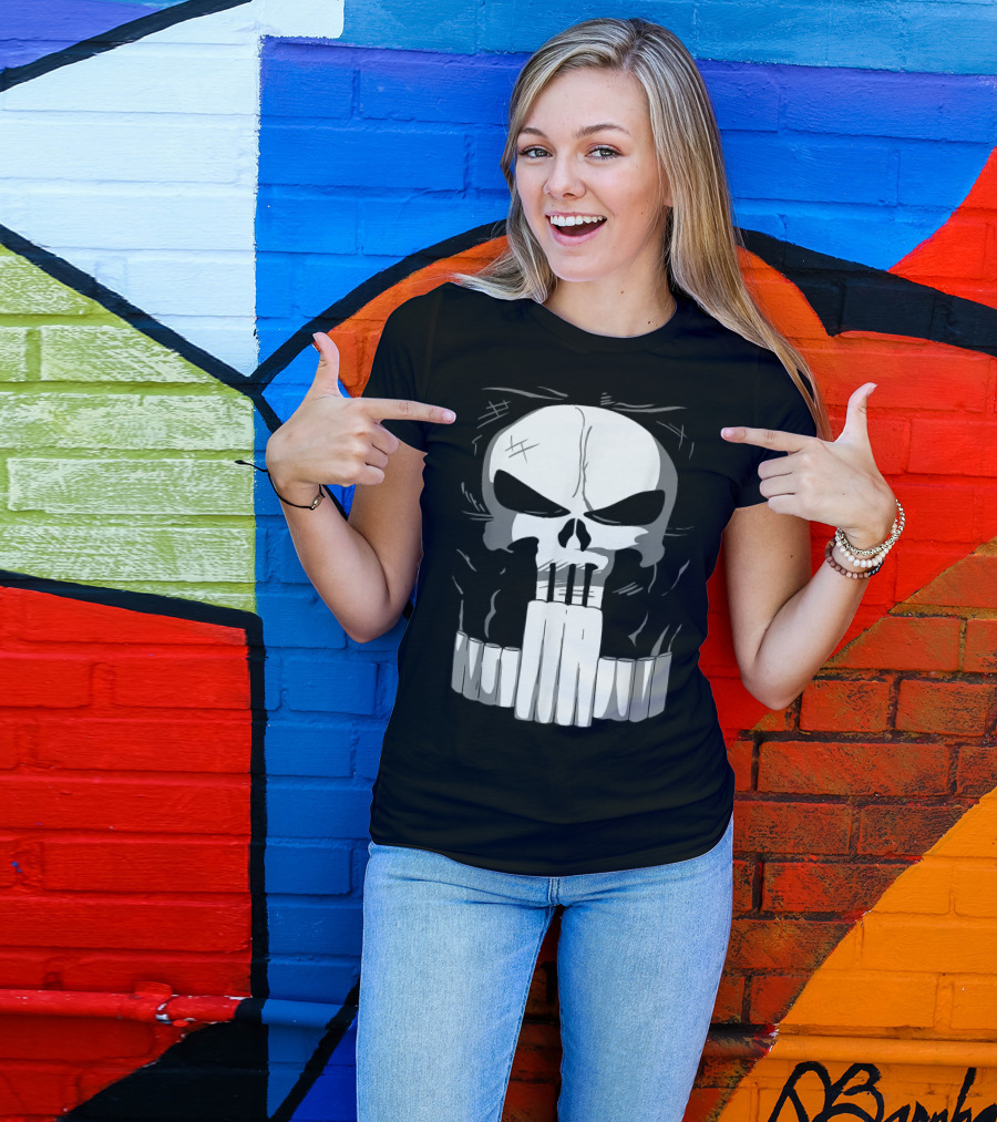 Marvel Punisher Skull With Bullet Teeth T-Shirt