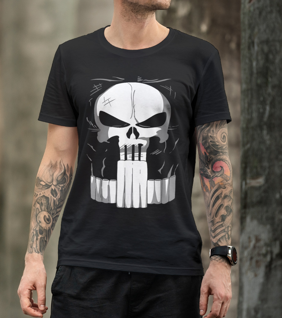 Marvel Punisher Skull With Bullet Teeth T-Shirt